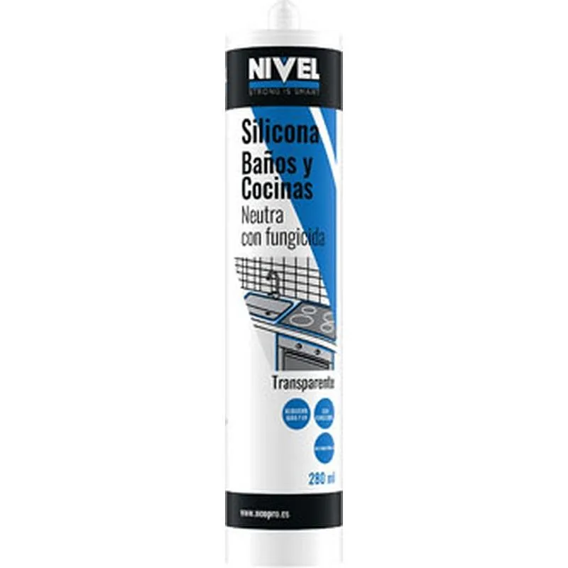 Compra SILICONA NEUTRA COCINAS Y BAÑOS CON FUNGICIDA 280 ML TRANSPARENTE NIVEL H40608 al mejor precio