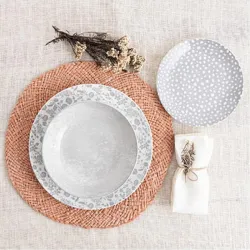 Compra VAJILLA 12 PZAS PORCELANA DECORADA AQUILEA GRIS BIDASOA 5426010 al mejor precio