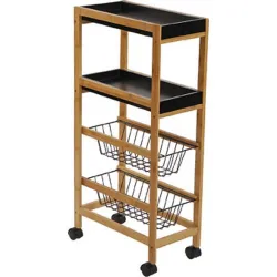 Compra CARRO CON RUEDAS 2 CESTAS 40 X 22 X 83 CM - NEGRO VERSA 15810035 al mejor precio