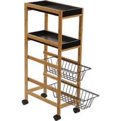 Compra CARRO CON RUEDAS 2 CESTAS 40 X 22 X 83 CM - NEGRO VERSA 15810035 al mejor precio