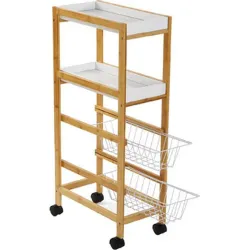 Compra CARRO CON RUEDAS 2 CESTAS 40 X 22 X 83 CM - BLANCO VERSA 15810034 al mejor precio