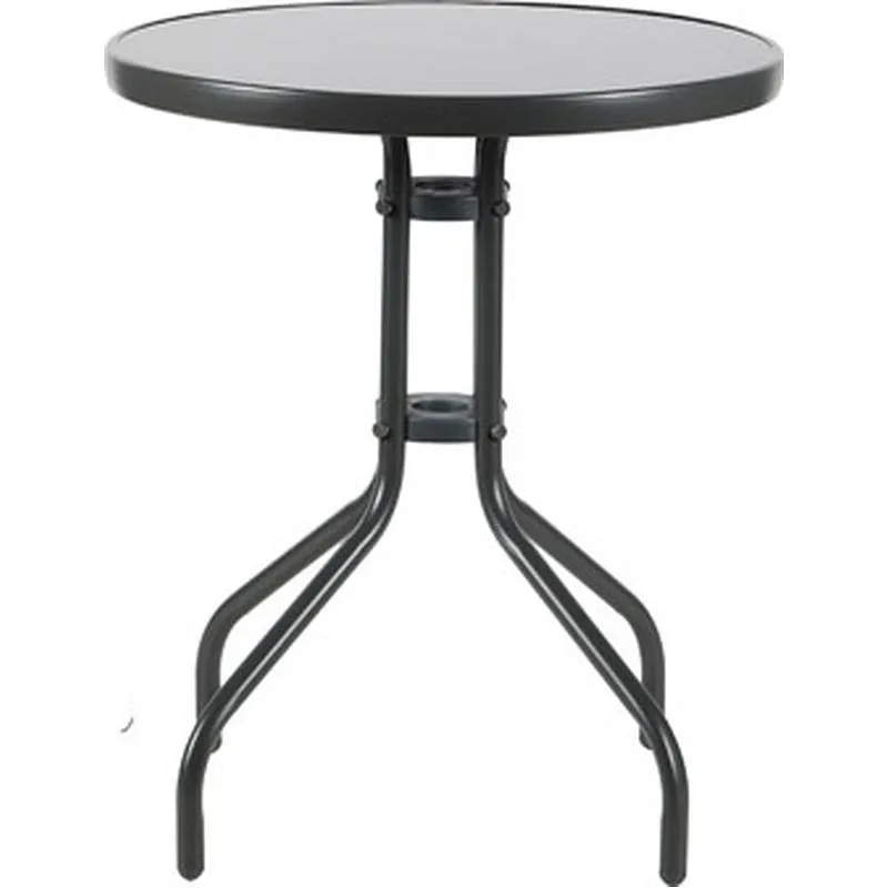 Compra MESA ACERO CRISTAL GRIS diametro60 CM IMPORT SC-070 al mejor precio