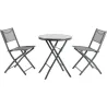 Compra MESA ACERO diametro60 CM + 2 SILLAS PLEGABLES GRIS ANTRACITA IMPORT SC-120 al mejor precio