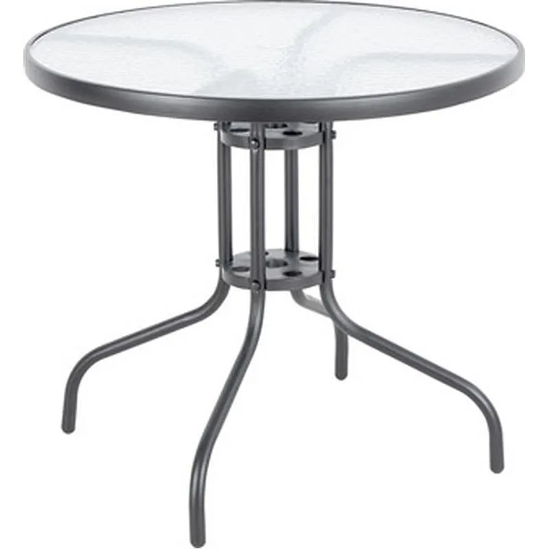 Compra MESA ACERO CRISTAL GRIS diametro80 CM IMPORT SC-072 al mejor precio
