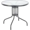 Compra MESA ACERO CRISTAL GRIS diametro80 CM IMPORT SC-072 al mejor precio