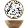 Compra BOL MADERA MANGO DECORADO 15 CM BLANCO/NEGRO NON 9271615 al mejor precio