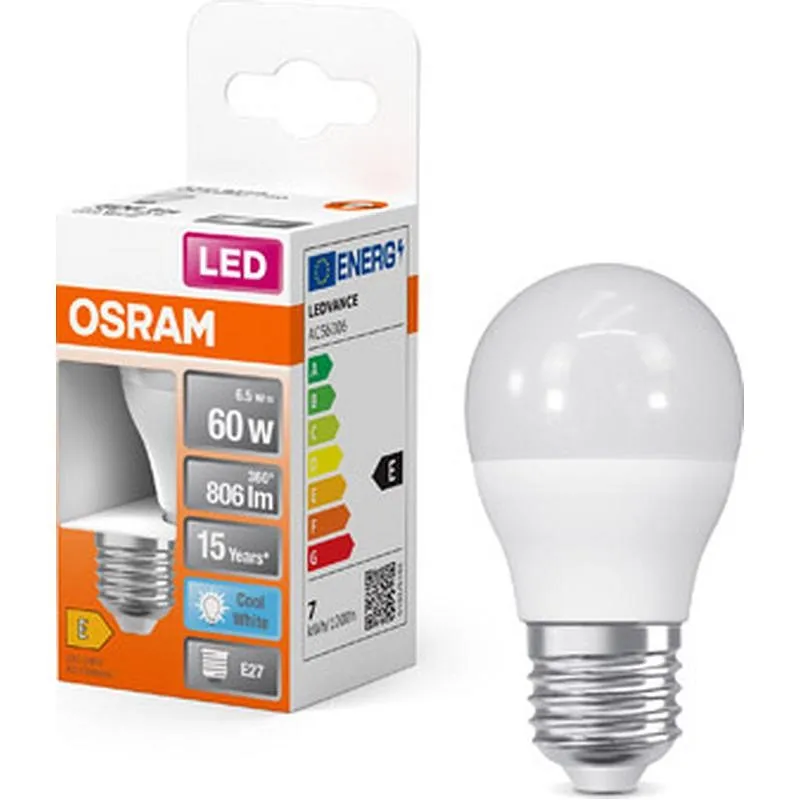Compra BOMBILLA ESFERICA LED E27 7W 806LM 4000K IP20 OSRAM 722005 al mejor precio