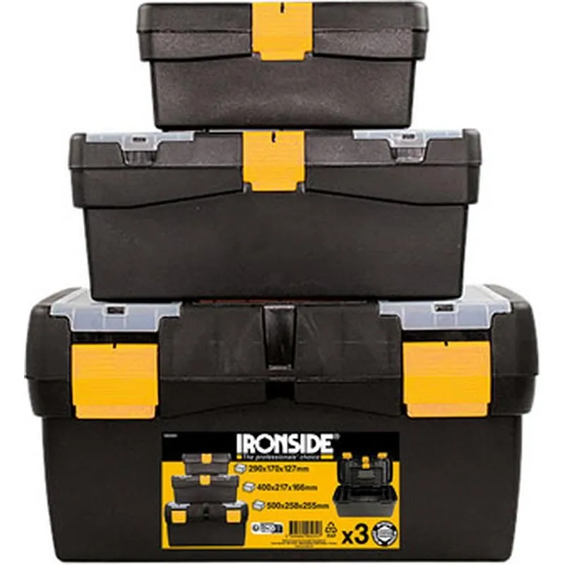 Compra CAJA HERRAMIENTAS (JUEGO DE TRES) DE 290 MM (4 L), 400 MM (10 L) Y 500 MM (23 L) IRONSIDE 103638 al mejor precio