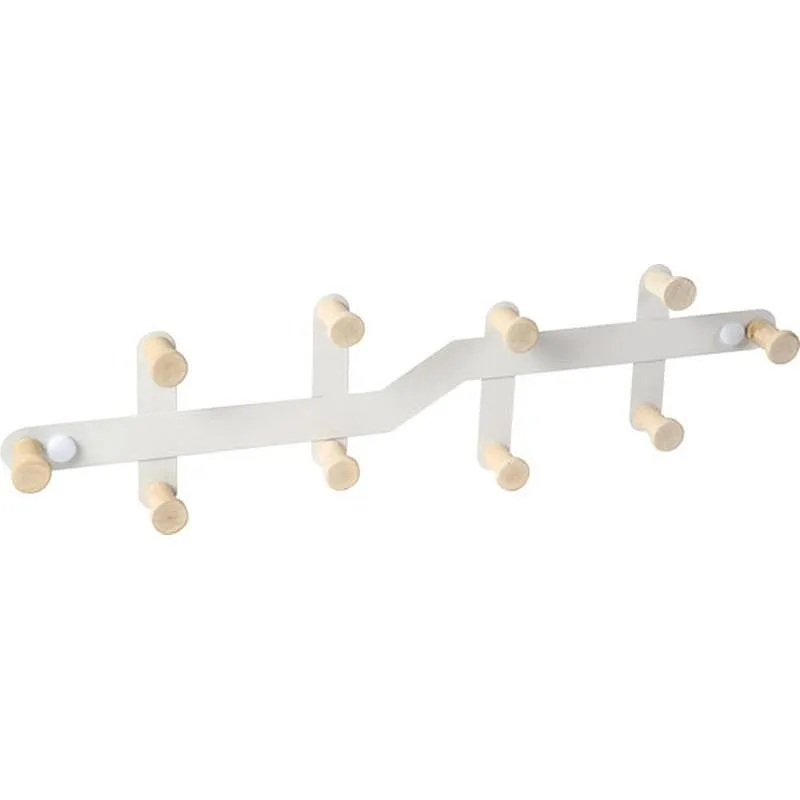 Compra PERCHA PARED MADERA NATURAL 430 MM 10 GANCHOS BLANCO NESU 9605BLHN al mejor precio