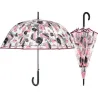 Compra PARAGUAS MUJER LARGO AUTOMATICO HOJAS ROSA/NEGRO TRANSPARENTE CUATRO GOTAS 26390 al mejor precio