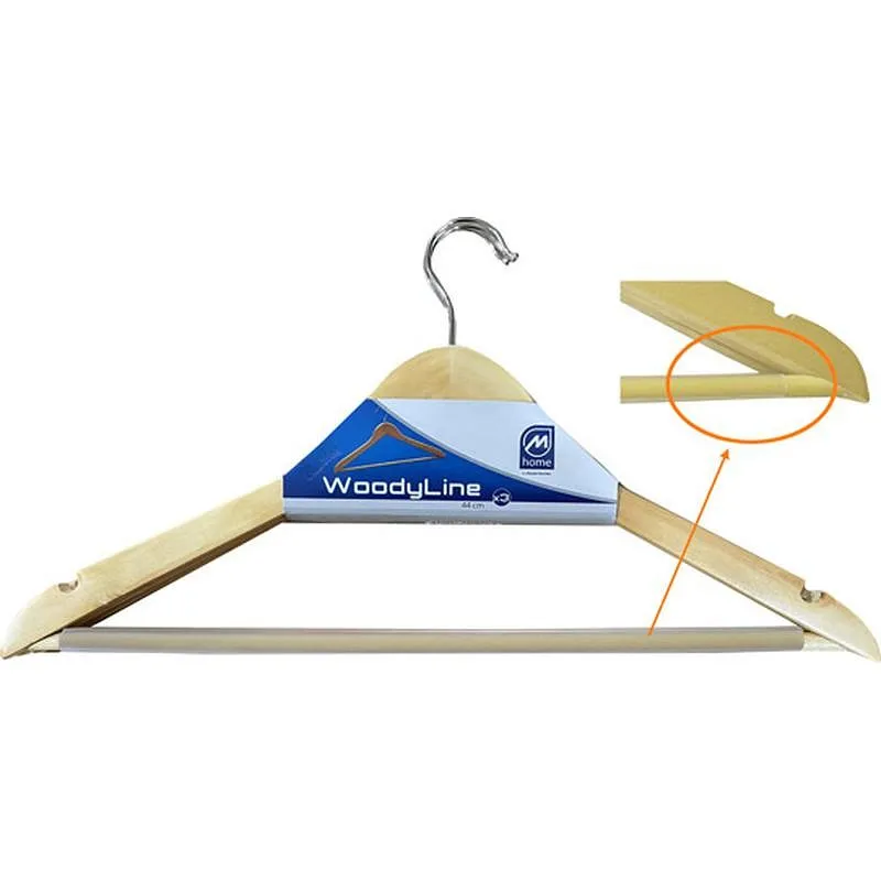 Compra PERCHA MADERA CON BARRA ANTIDESLIZANTE (3 UD) MONDEX MON 9202/3 al mejor precio