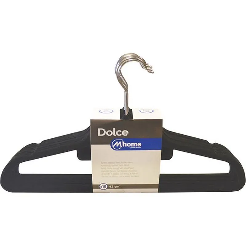Compra PERCHA PLASTICO CON TERCIOPELO NEGRO (10UNIDADES) 44,5X23,5X0,5 CM MONDEX AST 100 al mejor precio