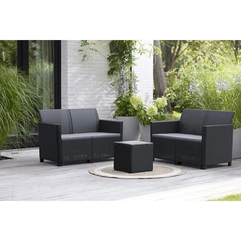 CONJUNTO RATAN RESINA ANTRACITA MARIE LOUNGE KETER 259829