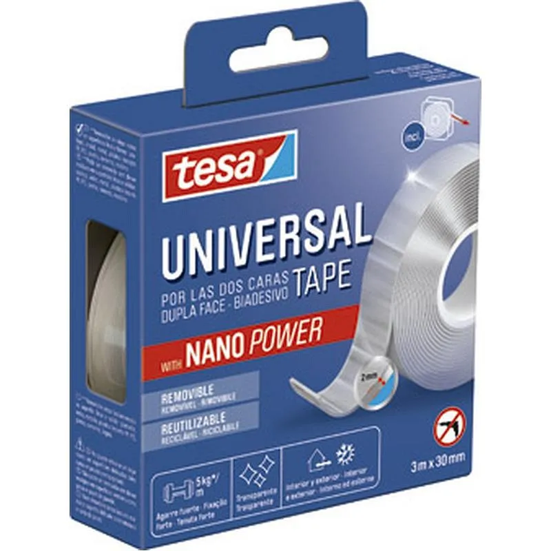 Compra CINTA DOBLE CARA UNIVERSAL REMOVIBLE NANO POWER 3 M X 30 MM TRANSPARENTE TESA TAPE 55810-00002-00 al mejor precio