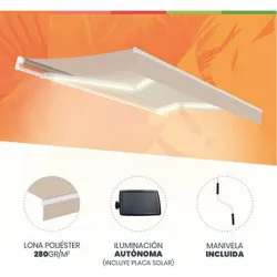 Compra TOLDO MANUAL ALUMINIO SOLAR LED 3 X 2 M BEIGE ARENA OKORU BTM32W037 al mejor precio