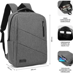 Compra MOCHILA PARA PORTATIL CITY 15,6" GRIS SUBBLIM SUB-BP-2BL2000 al mejor precio
