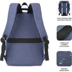 Compra MOCHILA PARA PORTATIL CITY 15,6" AZUL SUBBLIM SUB-BP-2BL2001 al mejor precio