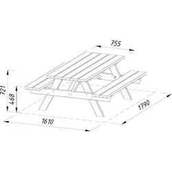 Compra MESA PICNIC BANCOS ABATIBLES 179X161XH72 CM AM44-1618 al mejor precio