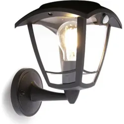 Compra APLIQUE SOLAR NEGRO RETRO LED IP44 SENSOR DE MOVIMIENTO BOMBILLA 400 LM 3000K INCLUIDA XANLITE SO2011AR al mejor precio