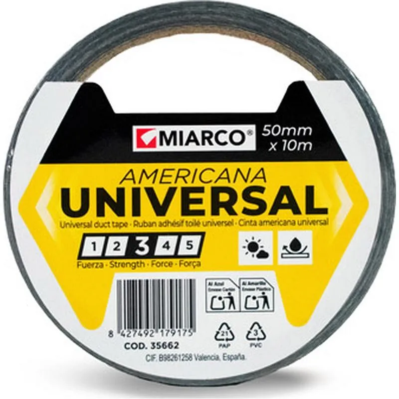 Compra CINTA AMERICANA UNIVERSAL 10 M X 50 MM NEGRO MIARCO 35662 al mejor precio