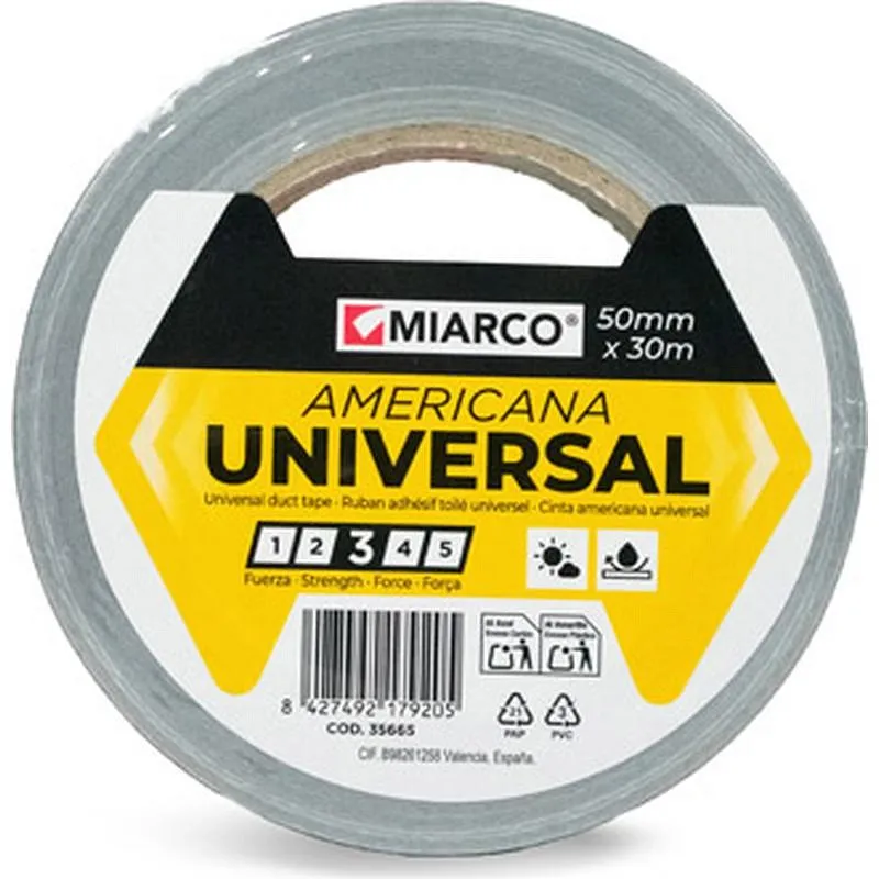 Compra CINTA AMERICANA UNIVERSAL 30 M X 50 MM PLATA MIARCO 35665 al mejor precio