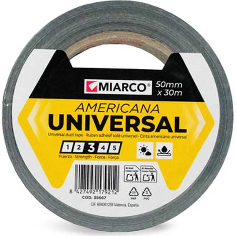 Compra CINTA AMERICANA UNIVERSAL 30 M X 50 MM NEGRO MIARCO 35667 al mejor precio