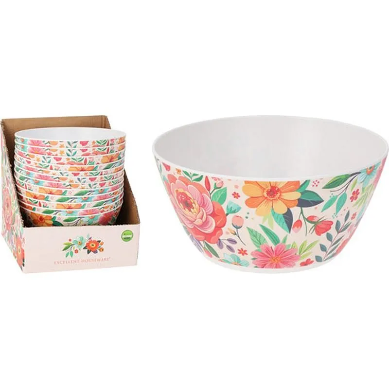 Compra ENSALADERA MELAMINA DECORADO FLOR (EXPOSITOR) diametro 25CM KOOPMAN 177602040 al mejor precio