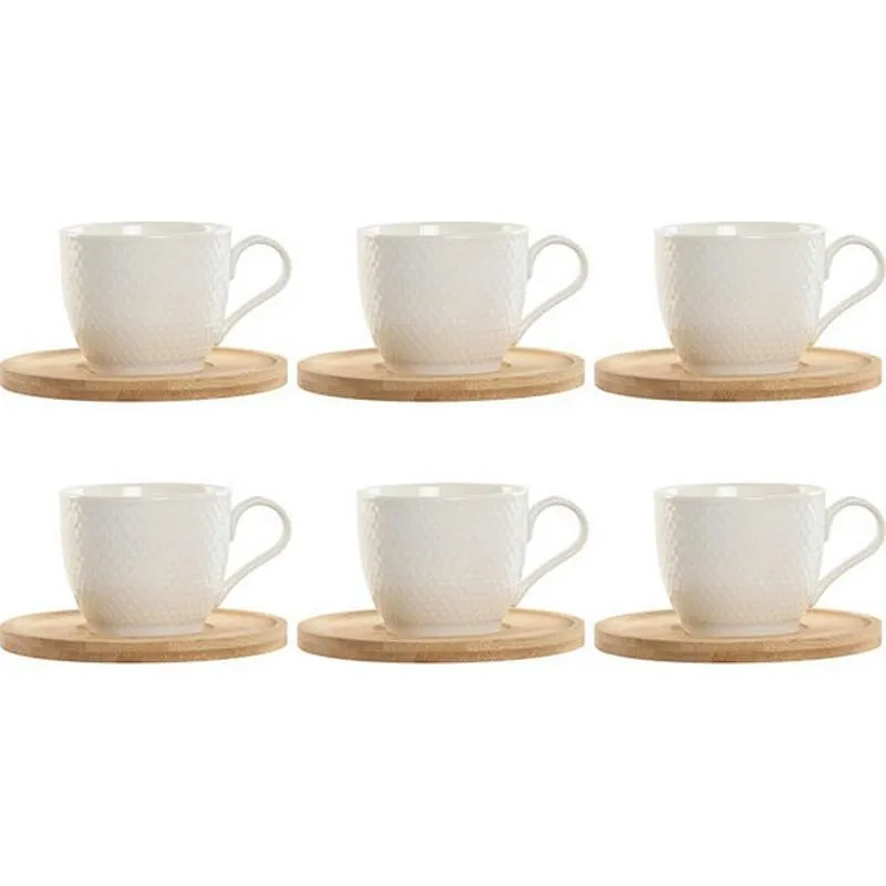 Compra TAZAS CAFE PORCELANA SET 6UDS BAMBU/BLANCO ROMBOS 11X8X7 220ML ITEM PC-219296 al mejor precio