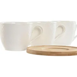 Compra TAZAS CAFE PORCELANA SET 6UDS BAMBU/BLANCO ROMBOS 11X8X7 220ML ITEM PC-219296 al mejor precio
