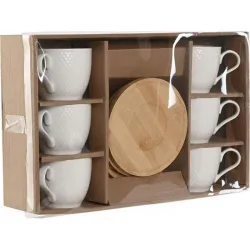 Compra TAZAS CAFE PORCELANA SET 6UDS BAMBU/BLANCO ROMBOS 11X8X7 220ML ITEM PC-219296 al mejor precio