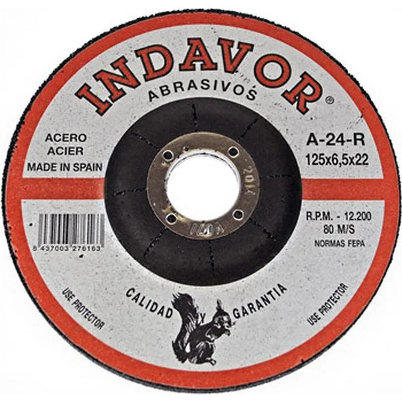Compra DISCO DESBASTE HIERRO-ACERO diametro 125 X 6 X 22 MM INDAVOR 12A24IN al mejor precio