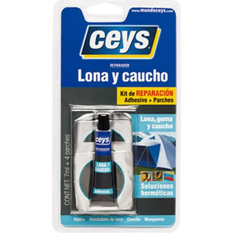 Compra ADHESIVO REPARADOR LONA Y CAUCHO 7 ML + 4 PARCHES CEYS 505017 al mejor precio