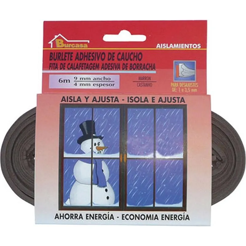 Compra BURLETE PUERTA/VENTANA ADHESIVO CAUCHO E 9 MM X 6 M MARRON BUECASA 107200 al mejor precio