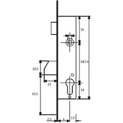 Compra CERRADURA METALICA 2210-25 ENTRADA 25MM PICAPORTE-PALANCA BASCULANTE ACERO INOX TESA 2210253AI al mejor precio