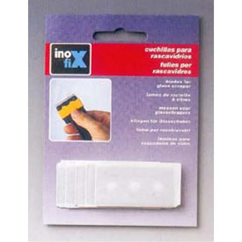 Compra CUCHILLA RASCADOR VIDRIOS INOXIDABLE 5 UNIDADES INOFIX 3107-1- 000 al mejor precio