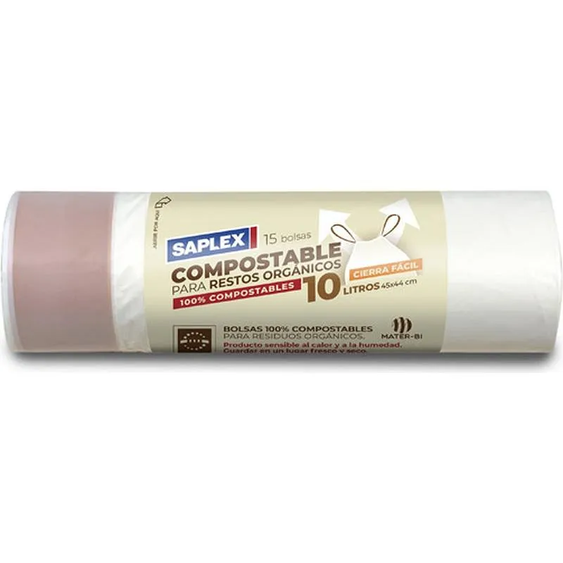 Compra BOLSA BASURA 10 L (15 UDS) COMPOST 44X44 CM G-92 SAPLEX 06CX2380 al mejor precio