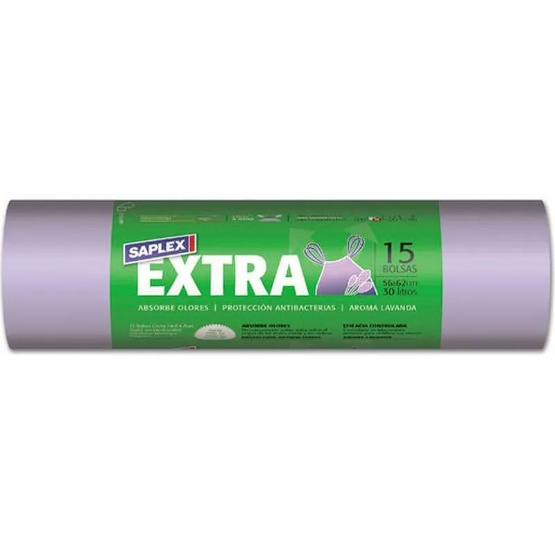 Compra BOLSA BASURA 30 L (15 UDS) CIERRA FACIL EXTRA 55X62 CM SAPLEX 07BG2341 al mejor precio