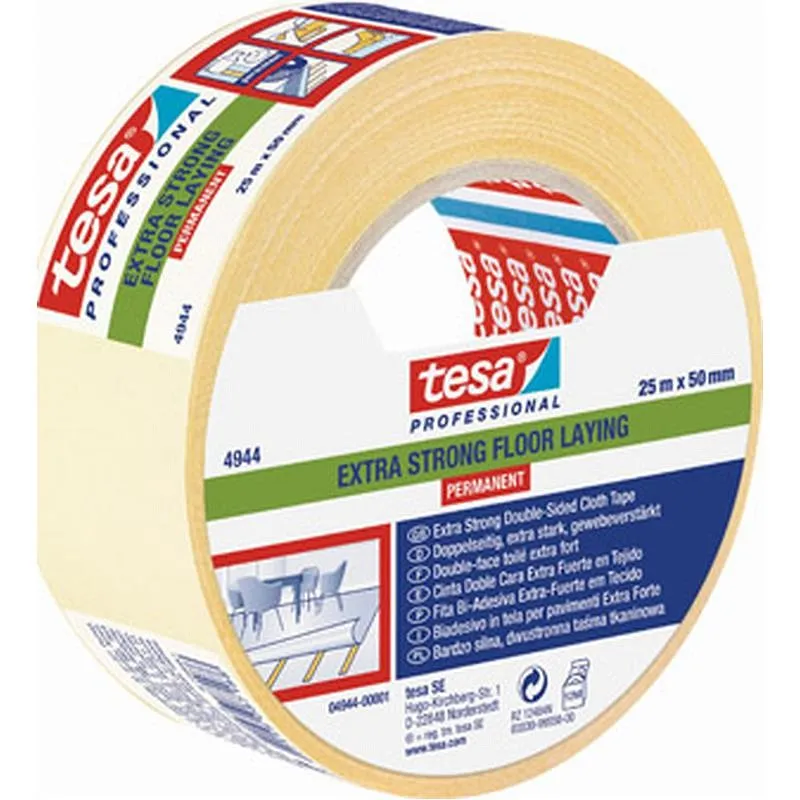 Compra CINTA DOBLE CARA SUELOS EXTRAFUERTE PERMANENTE 25 M X 50 MM TESA TAPE 04944-00001-11 al mejor precio