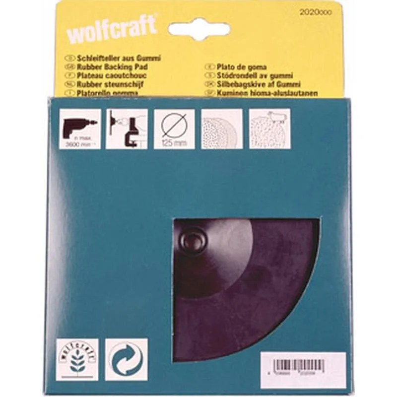 Compra PLATO DE GOMA PARA TALADRO diametro 125 MM WOLFCRAFT 2020000 al mejor precio