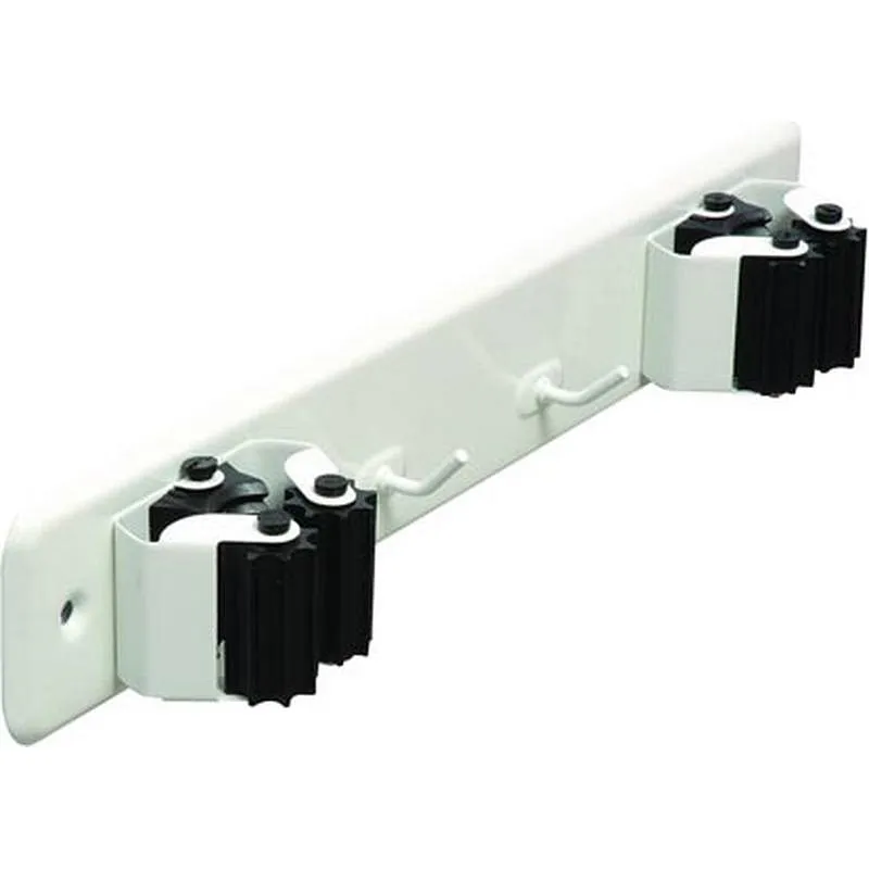 Compra COLGADOR ESCOBAS CON TORNILLOS DOBLE + 2 GANCHOS BLANCO BRINOX B70650D al mejor precio