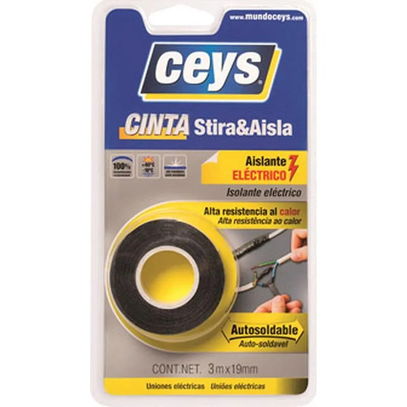 Compra CINTA DE REPARACION AUTOSOLDABLE STIRA Y AISLA 3 M X 19 MM NEGRO CEYS 507801 al mejor precio