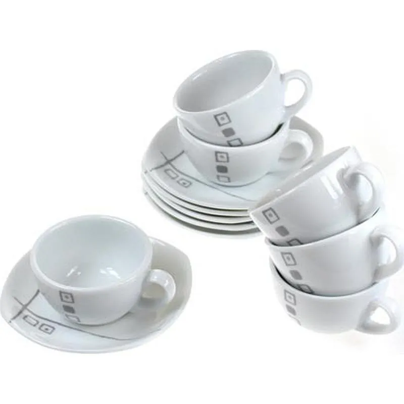 Compra TAZA CAFE CON PLATO PORCELANA JUEGO 6 UNIDADES DUET GREY IMPORT 8819421 al mejor precio