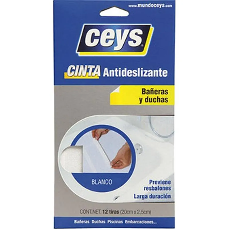 Compra CINTA ANTIDESLIZANTE BAÑERA 12 TIRAS 20 CM X 2,5 MM BLANCA CEYS 507614 al mejor precio