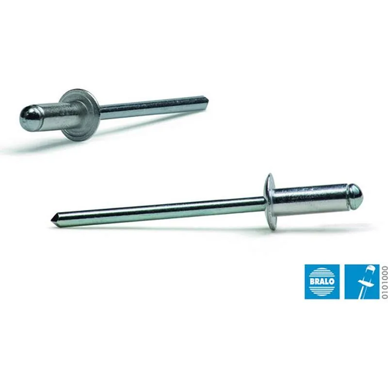 Compra REMACHE ESTANDAR CABEZA ALOMADA diametro 4,0 X 8 MM, ALUMINIO/ACERO 500 UDS BRALO 01010004008 al mejor precio