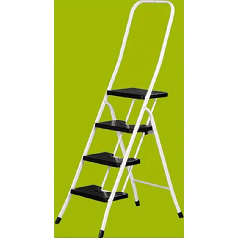 Compra ESCALERA ACERO BLANCA CON BARANDILLA 4 PELDAÑOS NEGROS 57126 al mejor precio