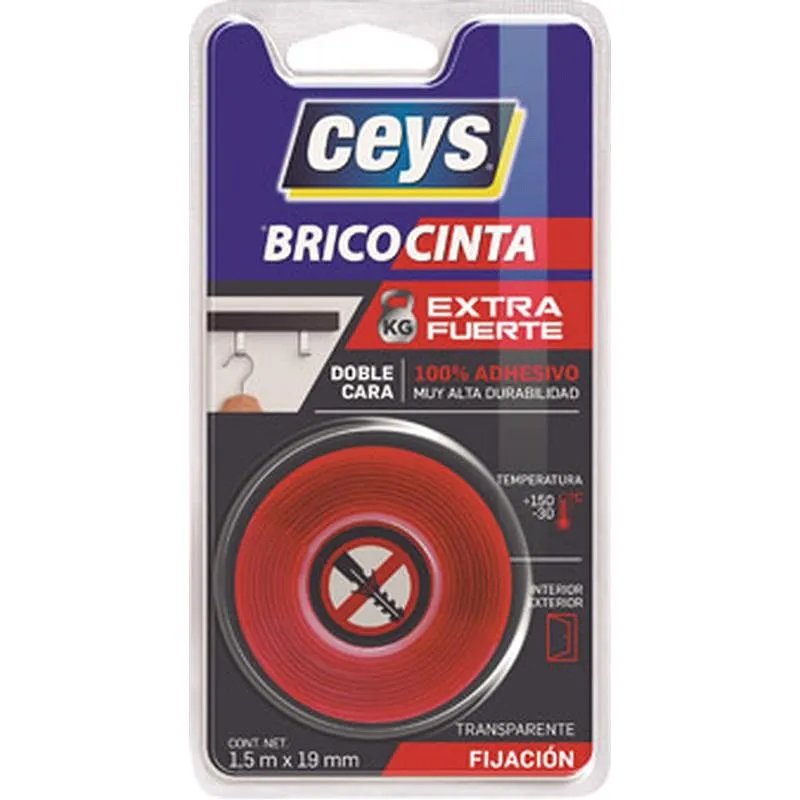 Compra CINTA DOBLE CARA BRICOCINTA 19 MM X 1,5 M CEYS 507519 al mejor precio