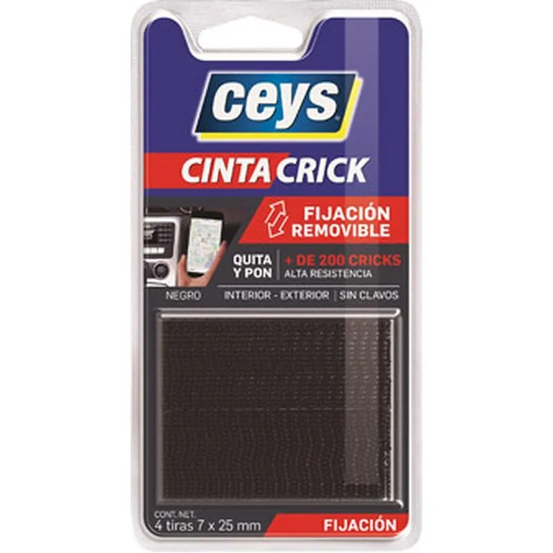 Compra TIRA ADHESIVA CIERRE CONTACTO TACKCEYS CRICK 25 MM X 7 CM NEGRO 4 UDS CEYS 507523 al mejor precio