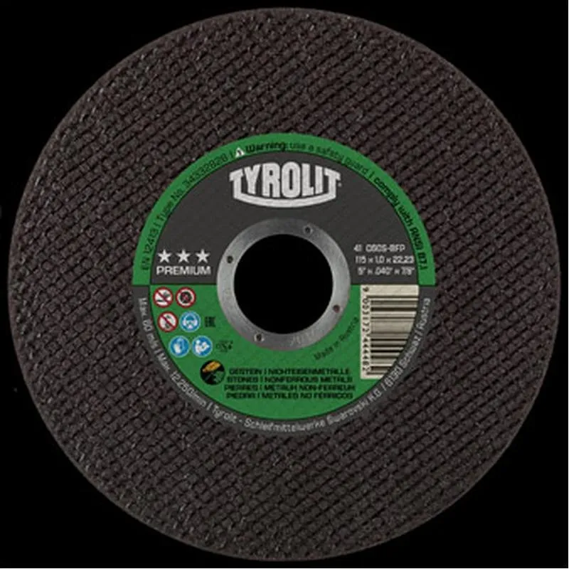 Compra DISCO CORTE PIEDRA / ALUMINIO PREMIUM 115 X 1 X 22 PLANO TYROLIT 34332827 al mejor precio