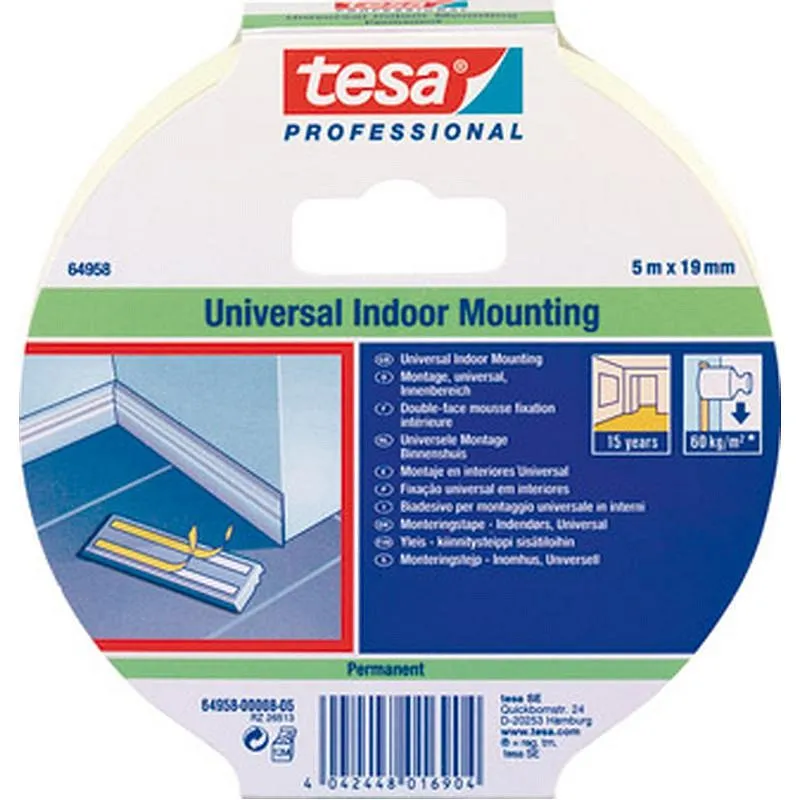 Compra CINTA DOBLE CARA MOUNTING PRO UNIVERSAL INTERIORES 5 M X 19 MM MULTIUSOS TESA TAPE 66958-00004-01 al mejor precio
