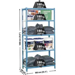 Compra ESTANTERIA METAL GALVANIZADO 5 ESTANTES METAL SIN TORNILLOS 180 X 90 X 30 CM AZUL/BLANCO 180KG/EST SIMONRACK 442100024189035 al mejor precio